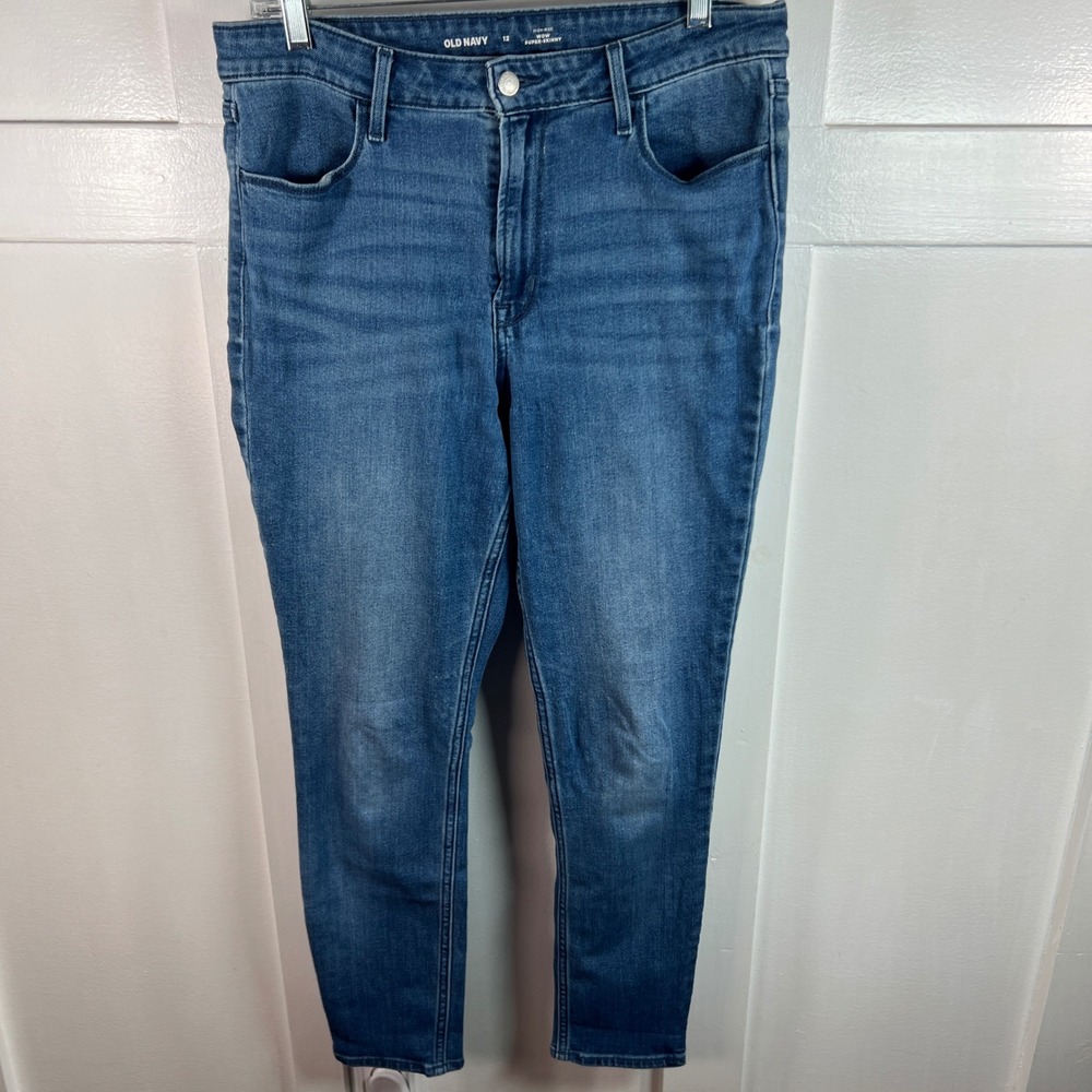 Old Navy Womens High-Rise Wow Super-Skinny Jeans Blue Medium Wash Size 12